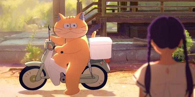 Image from the film Ghost Cat Anzu of anime cat